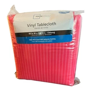 Mainstays Vinyl Tablecloth Coral 60 W X 102 In 100% PEVA Front Polyester Backing - Picture 1 of 4