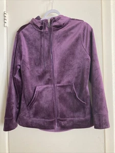 Women’s Velvet Purple Lightweight Hooded Jacket Sz S (4-6) Time N Tru Soft Comfy - Picture 1 of 9