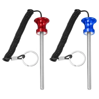 Pin de pila de peso 0,3 x 4,7 pulgadas Pin de gimnasio con cuerda de tracción (paquete de 2, azul/rojo) Foto 1 de 4