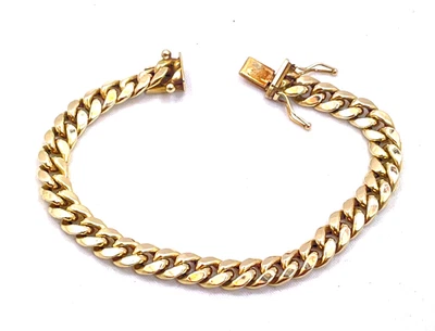 Pulsera de eslabones cubanos de oro amarillo 10K 6,5 mm 9,6 g 6,5"" de largo Foto 1 de 3