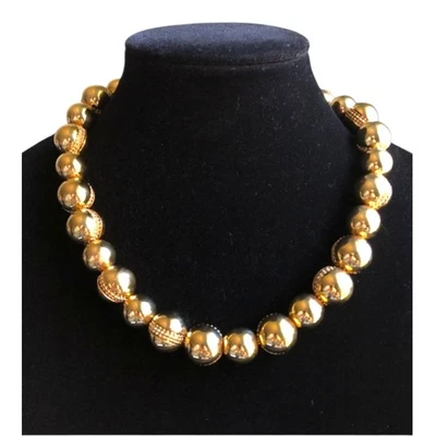 J. Collar Crew Distintivo Tono Dorado Cuentas Bola Gruesa Cadena Bisutería Foto 1 de 4