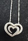 Zales 14k White Gold Shared Heart 1/2 Ct Diamond Necklace