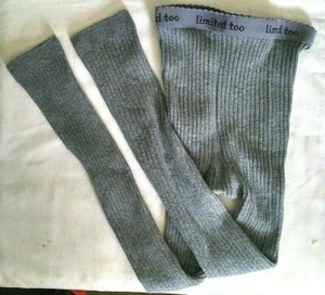  Girls Vintage Limited Too Ribbed Footless Gray Soft Tights Size Small  - Picture 1 of 5