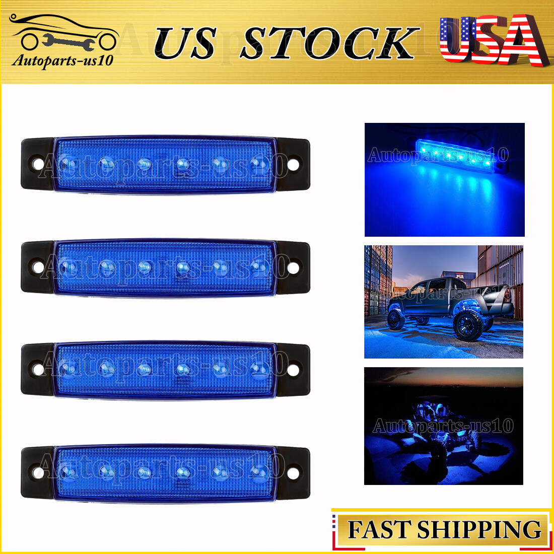4x 3.8" Blue LED Rock Lights For JEEP Offroad Truck Bed Fender Underbody  Light | eBay