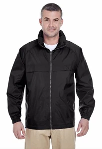 NUOVO Ultra Club Adulto Unisex Full-Zip Cappuccio Pack-Away Giacca Nero Taglia S - Foto 1 di 8