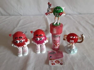 M&M Set of 4 Vintage Valentines Candy Figures & Stamper - Picture 1 of 2