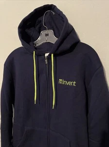 Felpa con cappuccio Amazon AWS re: Invent Logo Full Zip Blu Navy Uomo Taglia S - Foto 1 di 11