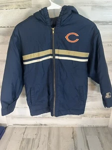 Vintage Chicago Bears Starter Jacket Small Nylon Bomber Coat W/ Hood VTG NFL 90s - Picture 1 of 11