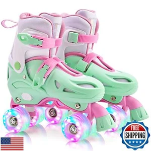 2PM SPORTS 4 Size Adjustable Light Up Roller Skates for Girls, Flashing 4 Whe - Picture 1 of 5