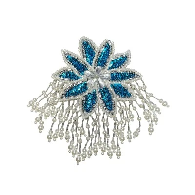 Apliques de flores de lentejuelas adorno de flecos de perlas con cuentas artesanía hágalo usted mismo Foto 1 de 4