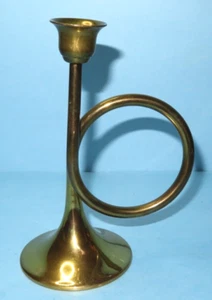 Balos Trompete Kerzenhalter schwer massiv Messing Made in Hong Kong 6,5" hoch - Bild 1 von 10