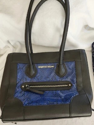 Bolso de mano CHRISTIAN SIRIANO *azul negro blanco* Grande Limpio Foto 1 de 4