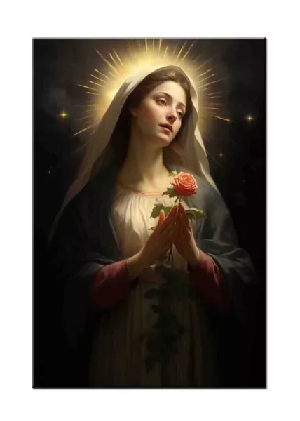 Virgin Mary Oil Painting Picture Printed On Canvas-Vintage Home Wall  Art Decor