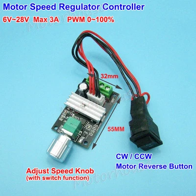 DC 6V~24V 12V 3A PWM DC Motor Speed Controller CW CCW Reversible Switch Module - Image 1 of 2