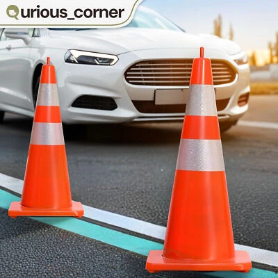 28"/36" Fluorescent Reflective Orange Traffic Safety Cones Parking Road w/ Chain - Image 1 of 4