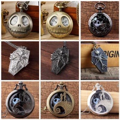 Reloj Bolsillo Steampunk Patrón Calavera Cuarzo con Cadena para Mujer Hombre Regalos de Navidad Foto 1 de 4