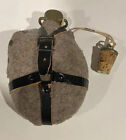 Canteen W/ Wool Blanket Cover W/ Leather Strap & Cork Lid Hiking Trail Scout VTG