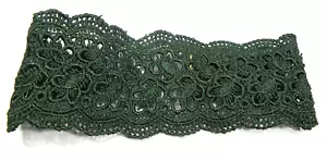 Dark Green Lace Choker Necklace Flower Boho Victorian Floral - Picture 1 of 4