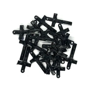 20 x Black Cross Charms Favour Christening Baby Shower Dummy Clips Craft - Picture 1 of 1