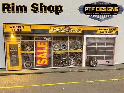 G Scale Scratch Built ”Rim Shop” Building Flat W/LED -DRIFT A HOLICS -Tokyo 1:24 - Image 1 of 4
