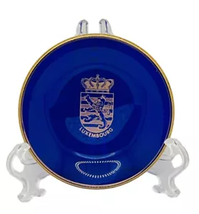 KOBALTBLAU TRINKETSCHALE LUXEMBURG SELTENER KÖNIGLICHER WAPPENRAND GOLD 3"" TELLER SOUVENIR - Bild 1 von 14