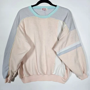 Vintage 80s Energie By Currents Knit Womens Large Long Sleeve Pink Sweatshirt - Picture 1 of 10