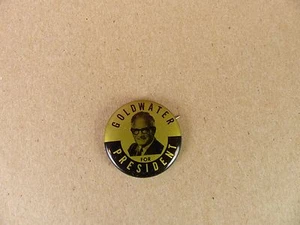 Vintage Original Barry Goldwater for President Political Gold Pin Button 1.25" - Picture 1 of 9