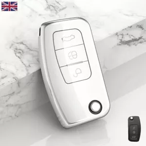 Car Remote Key Fob Cover Case For Ford Fiesta Focus Mondeo Kuga Puma C-Max WHITE - Picture 1 of 8