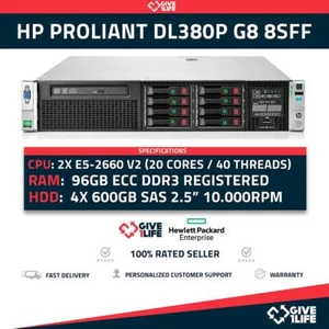 Servidor Rack HP DL380P G8 8SFF 2xE5-2660v2 +96GB RAM +P420 +2PSU HSTNS-5163 - Imagen 1 de 9