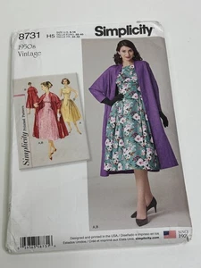 Simplicity 8731 Vintage 1950s Dress & Coat Sewing Pattern Size 6-14 - Picture 1 of 5