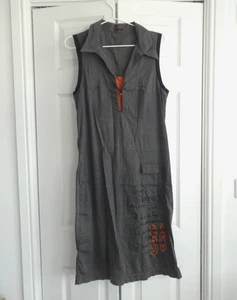 Y2K Cop Copine Womens Dress Size M Black Gray Stripe Stretch Cotton Graphic - Picture 1 of 9