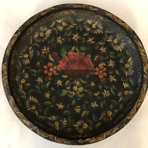 Vtg Hand-Carved Painted Large 17” Wooden Tray Batea Mexico Folk Art c 1940-70s - Picture 1 of 10