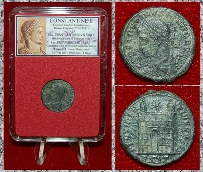 Ancient Roman Empire Coin Of CONSTANTINE II Campgate On Reverse - Image 1 of 4