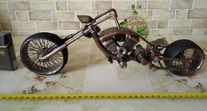 Vintage Art bike MOTORCYCLE HARLEY DAVIDSON tin toy tinplate car handmade - Picture 1 of 12