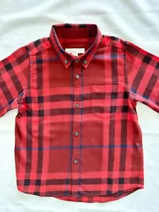 New w/o Tag BURBERRY 5Y Boy Long-Sleeve Shirt in Red ICONIC CHECK PATTERN - Picture 1 of 3