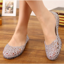 Summer Womens Free Ventilate Crystal Shoes Jelly Hollow Sandals Flat Heels Shoes