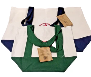 2 pc Combo Lrg and Mini Trader Joes Tote Bag From Heavy-Duty Cotton Canvas B/G - Picture 1 of 3