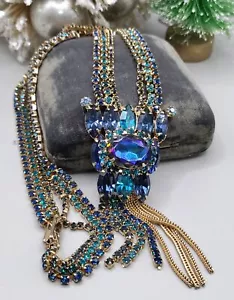 IMPRESIONANTE Collar y Pendientes HELIOTROPO Azul Capri De Colección - Imagen 1 de 23