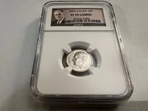 2002-S CLAD ROOSEVELT DIME NGC PF70 U.C. "PORTRAIT LABEL "TOP POP" LAST ONE - Picture 1 of 4