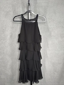 S.L Fashions Black Chiffon Embellished Tiered Dress Women’s 16 - Picture 1 of 14