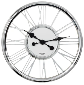 Moderne Chrom Mayfair & Co römische Ziffer Rund Groß 17" Wanduhr Wohnkultur - Bild 1 von 3