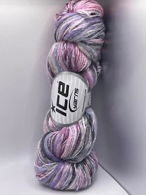 Hilo de pintura manual de lana de bambú 82923 hielo fino grueso 100 gr 153yds lila rosa gris + Foto 1 de 4