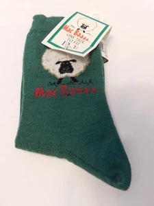 NWT Mac Baaaa Girl's Youth  Wool Blend Green with Sheep Socks 1 Pair Shoe 12-3.5 - Picture 1 of 2