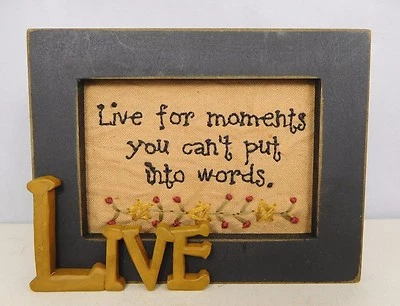 Dicho inspirador - Letrero "Vive momentos que no puedes" - Cubo de flores #42748B Foto 1 de 4