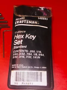 Vintage Sears Craftsman 946693 10 PIece Hex Key Set (Missing One) - Picture 1 of 3