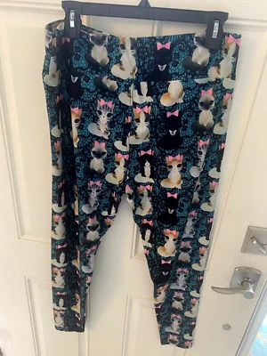 Mylala Women's Teal Kitty Printed High Waisted Leggings - Image 1 of 2