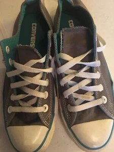Converse All Star Herren 5 Doppelzungen grau mit türkis Lo Top Zustand, gepflegt - Bild 1 von 12