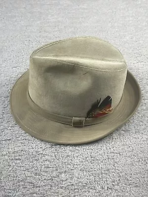 Dobbs Fifth Avenue New York Fedora Hat Leather Men's  Size 7 1/8 Brown - Image 1 of 4