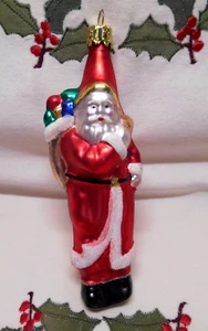 Christborn mundgeblasenes Glas Ornament alte Welt Weihnachtsmann mit Sack Spielzeug Deutschland 6 Zoll - Bild 1 von 5