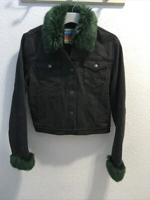 Chaqueta de mezclilla para mujer Unif cuello sintético carbón talla M Foto 1 de 4